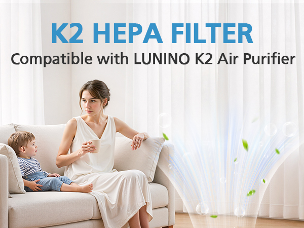 3 Stage HEPA Replacement Filter Compatible with LUNINO K2 Air Purifier