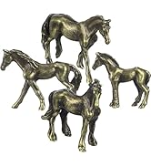 UKCOCO 4 Pcs Miniature Horse Figurines, Vintage Brass Metal Animal Statues for Fairy Garden, Terr...
