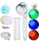 Led Shower Head 3 Color Light Change Automatically Handheld Showerhead PP-Cotton Filter Turbo Pro...