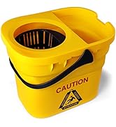 CLEANHOME Collapsible Mop Bucket on Wheels for Industrial Mop Cleaning, Side Press Wringer Combo ...