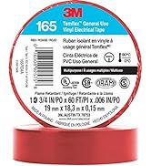 3M Temflex Multi-Purpose Vinyl Electrical Tape 165, Red, 3/4 in x 60 ft (19 mm x 18 m), 10 Roll Pack