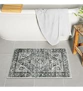 Uphome Boho Bathroom Rugs, Distressed Farmhouse Brown Bath Mat, Comfy Velvet Small Bath Rugs Non ...