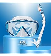 Snorkel Set Pano 3 Window Adult Snorkeling Gear, Professional Snorkel Goggles Anti-Fog Diving Mas...