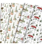 ZDSPIDE Christmas Wrapping Paper Bundle for Kids &amp; Adults – 12 Folded Sheets (19.7" x 27.5"), 4 F...