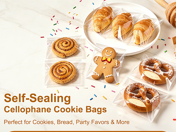 clear cookie bags, cookie packaging, sealable treat bags, cookies bags, cookie wrappers