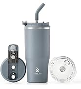 Ideus Insulated Tumbler with Lid and Straw 24 oz, Stainless Steel Double-Wall Vacuum Leak-Proof T...