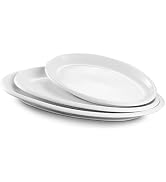 DOWAN Large Serving Platter, 16"/14"/12" Oval Platters Oven Safe, White Serving Plates for Weddin...
