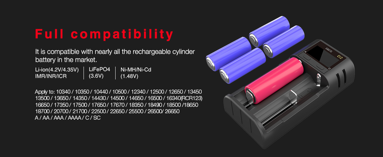 3.7V/3.6V Rechargeable Batteries Li-ion 2170 26650 14500 16340 18650, Ni-MH/Ni-Cd AA AAA C Batteries