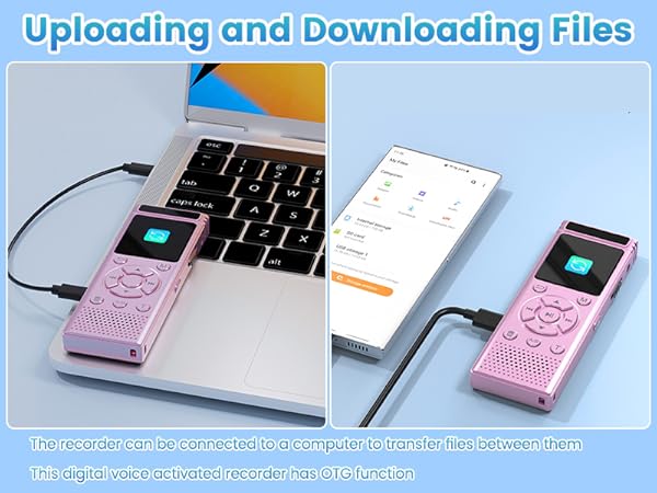 voice recorder with playback file transfer via computer and mobile phone
