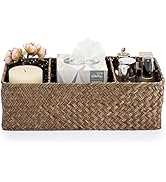 Sumnacon Bathroom Organize Basket, Seagrass Toilet Tank Basket with Section for Tissue Toilet Pap...