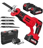 FULLYEA Reciprocating Saw Cordless, 3500 SPM Brushless Reciprocating Saws, Tool-Free Blade Change...