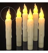 PChero 6pcs Flameless Taper Candles with Timer, 6.7" LED Battery Operated Tapered Candlesticks wi...