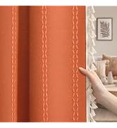 XOGUIBO Burnt Orange Boho Blackout Curtains 2 Panels 84 Inch for Living Room Bedroom, Linen Textu...