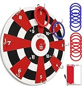 SWOOC Games ? Hook Darts Ring Toss Game ? Wood Board &amp; Soft Rings ? 20+ Games Included for Kids &amp;...