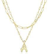 adoyi Early Christmas Gift Ideas for Women Hers Dainty 14K Gold Plated Heart Initial Necklaces La...