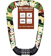 NDakter Bike Chain Lock, 5 Digit Combination Heavy Duty Anti Theft Bicycle Chain Lock,2.62/3.2/4....