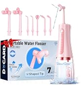 DUCARD Cordless Water Flosser for Teeth, U-Shaped Nozzle 360° Deep Clean, 5 Modes 7 Jet Tips for ...