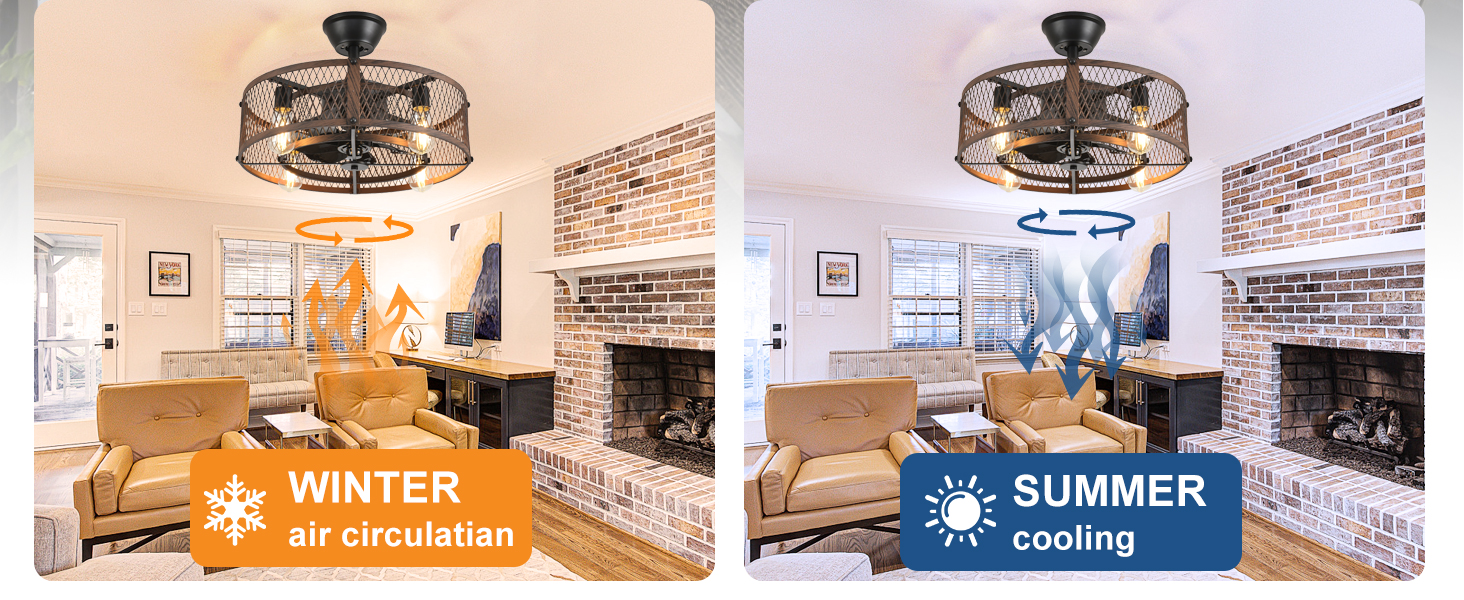 large caged ceiling fan with light