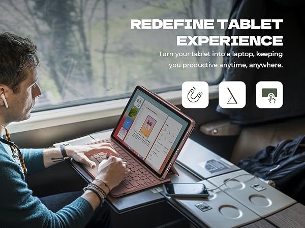 Dexnor for Samsung Galaxy Tab A9+ Plus Keyboard Case Ultra-light Magnetic Folio Keyboard Cover