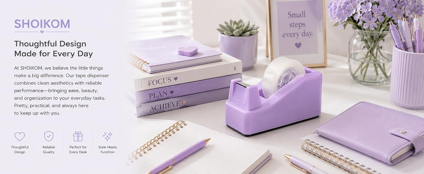 SHOIKOM Cute Tape Dispenser for Desk, Weighted Non-Slip Base