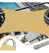 Upgraded with High-Strength Steel Cable Edges 20' x 24' Sun Shade Sail Sand Rectangle, Heavy Duty...