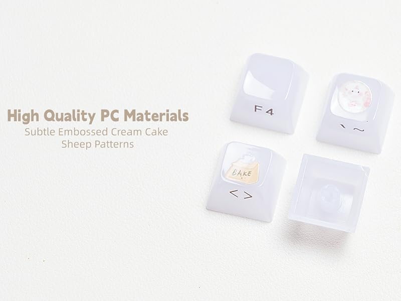 Keyboard Keycaps Jelly, White Ceramic Keycaps Style, Cake Sheep Key cap