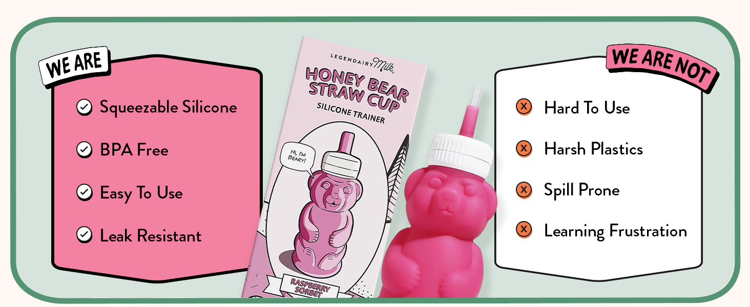 Honey Bear Straw Cup for Baby &amp;amp; Toddler Silicone Squeeze Training Straw Cup Leak Resistant BabySippy