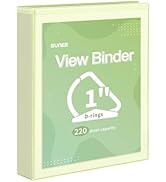 SUNEE 3 Ring Binder 1 Inch D Ring, Clear View Binder Three Ring PVC-Free (Fit 8.5x11 Inches) for ...