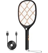 YISSVIC Electric Fly Swatter Bug Zapper Racket 4000V Rechargeable Mosquito Killer with LED Light ...
