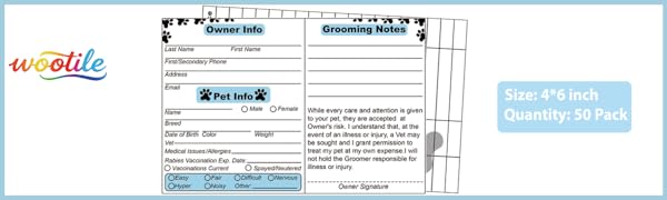 Groomer Information Check-in Cards