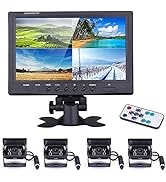 Vehicle Backup Camera Wired Backup Camera 9 Inch 4 Split Monitor with 2 x Front View Cameras 2 x ...