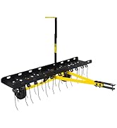 48 Inch Tow Behind Dethatcher, Pull Behind Lawn Dethatcher with 24 Spring Steel Tines, Grass Deth...