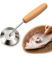 Fish Scaler [ Made in Japan ] Stainless Steel Fish Scale Remover with Wooden Handle Circular Blad...