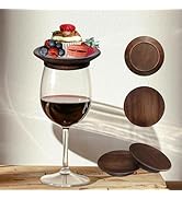 Hmsimqfy Premium Wooden Wine Glass Charcuterie Topper,Elegant Bug Repelling Covers for Wine Glass...