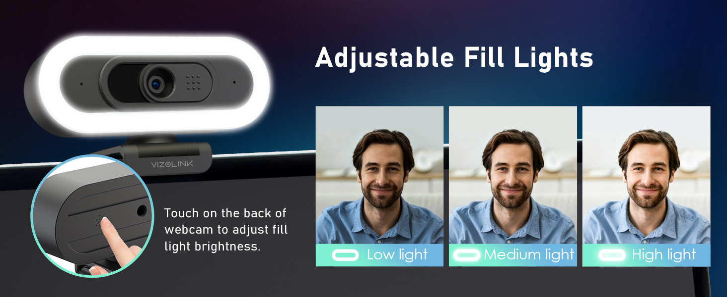 4K Webcam with Lights, PDAF Autofocus Computer Camera for PC/Mac, Web cam with Microphon