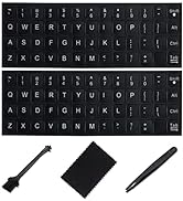 English Keyboard Stickers[5 in 1],Replacement English Keyboard Sticker with White Font on Black B...
