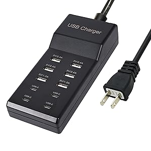 5V 10A(50W) USB Charging Station with 10-Port(6 USB-A Port &amp;amp; 4 USB-C Port)
