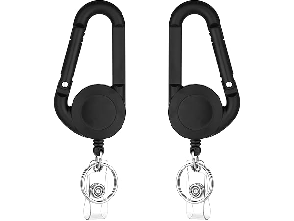 Retractable Badge Holder Reel with Carabiner &amp; Key Ring
