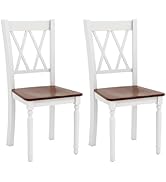 Giantex Dining Room Chairs Set of 2 White, Wooden Farmhouse Kitchen Chairs with Rubber Wood Seat,...