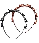 2Pcs Black and Brown Double Bangs Hairstyle Hairpin Headband With 8 Small Clips - Women Double La...