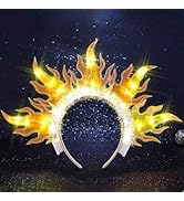 DRESBE Light Up Sun Crown Headband LED Flame Headbands Glow Party Fire Hair Accessories for Women...