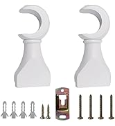Antrader Wood Curtain Rod Brackets,White Support Bracket,Window Curtain Hooks for Curtain Rod1-3/...