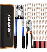 Sanuke Battery Cable Lug Crimping Tool Kit with Cable Cutter 60pcs Ring Terminals 60pcs Heat Shri...