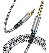 6.35mm to 3.5mm Audio Cable, Braided 1/4" TRS Male to 1/8" Male Adapter Cord, 6.6FT Bidirectional...