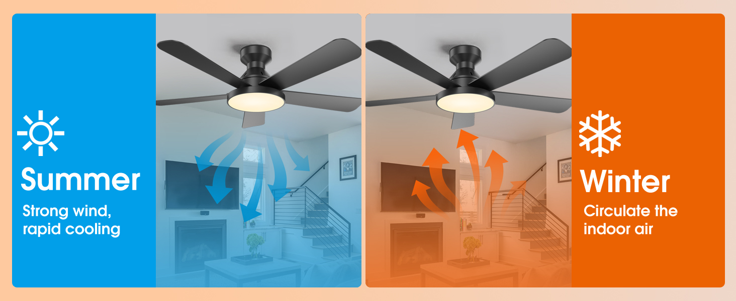 bedroom ceiling fan for all seasons, reversible ceiling fan,