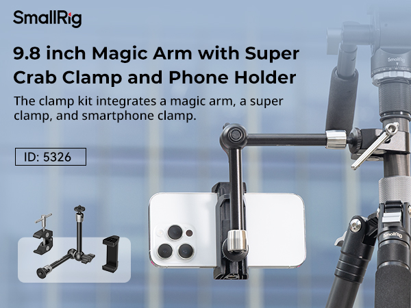 magic arm with super clamp and phone holder