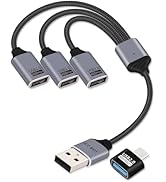 YANBORONSN USB Splitter Cable 3 Port 1 Male to 3 Female,1 in 3 Out USB Extender Hub Data &amp; Power ...