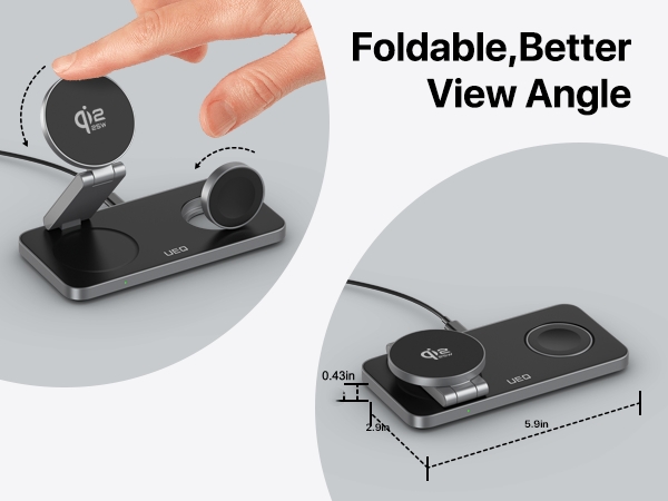 Foldable 25W 3 in 1 Magnetic Wireless Charging Station