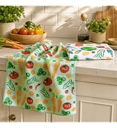 Homaxy Waffle Decorative Kitchen Tea Towels-2 Pack, 16" x 28", Vegetables | Ultra-Absorbent,Micro...