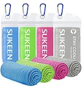 Sukeen 4 Pack Cooling Towels (40"x12"), Cooling Neck Wraps, Ice Towel, Soft Breathable Chilly Tow...